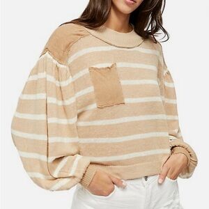 Free People Between The Lines Linen Blend Lightweight Sweater Size XS
